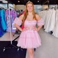 Ball Gown Straight Tulle Short/Mini Homecoming Dresses With Ruffles