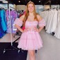 Corset Skater Tulle Straight Ruched Homecoming Dresses