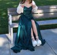 Sheath/Column Off-the-shoulder Silk-like Satin Sweep Train Ruffles Prom Dresses