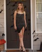 Glitter Red Satin Bodycon Beaded Homecoming Dresses