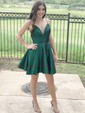 Deep V Neck Satin Mini Dress