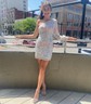 One Shoulder Glitter Long Sleeve Mini Dress