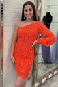 Elegant Bodycon Lace One Shoulder Homecoming Dresses