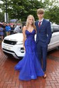 Mermaid V-neck Tulle Corset Prom Dresses With Beading
