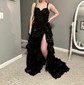Black Ball Gown Sweetheart Sequin Tiered Prom Dresses