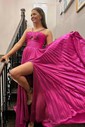 Sparkly A-line Halter Metallic Prom Dresses With Ruched