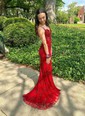 Sheath/Column V-neck Sparkly Sequin Prom Dresses