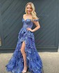 Ball Gown Off-the-shoulder Sequin Tiered Prom Dresses