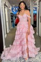 Black Ball Gown Sweetheart Sequin Tiered Prom Dresses