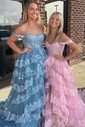 Black Ball Gown Sweetheart Sequin Tiered Prom Dresses