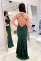 Mermaid Square Neck Jersey Beaded Prom Dresses With Appliques