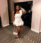 Unique Ivory Bodycon Satin One Shoulder Homecoming Dresses