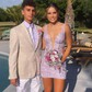 Petite Tight Satin V-neck Appliques Homecoming Dresses