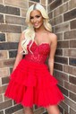 Corset Skater Glitter Tulle Tiered Homecoming Dresses