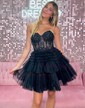 Corset Skater Glitter Tulle Tiered Homecoming Dresses