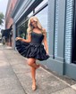 Corset Skater Taffeta Ruffle Bow Homecoming Dresses