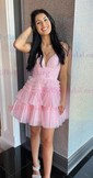 Glitter Black Skater Tiered Ruched Homecoming Dresses