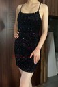 Modest Black Bodycon Square Neck Sequin Homecoming Dresses