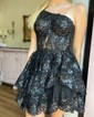 One Shoulder Corset Sequin Tiered Ruffle Homecoming Dresses