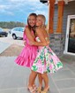 Pink Skater Taffeta Sweetheart Ruffle Homecoming Dresses