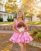 Pink Skater Taffeta Sweetheart Ruffle Homecoming Dresses