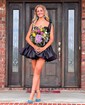 Pink Skater Taffeta Sweetheart Ruffle Homecoming Dresses
