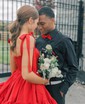 Pink Skater Taffeta Sweetheart Ruffle Homecoming Dresses