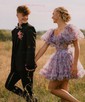 Unique Skater Tulle Ruffle Homecoming Dresses