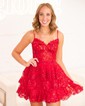 Corset Sky Blue Skater Glitter Tulle Tiered Homecoming Dresses