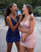 Sparkly Royal Blue Bodycon Sequin Lace-up Homecoming Dresses