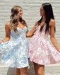 Corset Sky Blue Satin Skater Ruffle Homecoming Dresses