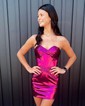 Corset Burgundy Bodycon Metallic Sweetheart Homecoming Dresses