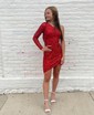 Sparkly Fuchsia Bodycon Sequin One Shoulder Homecoming Dresses