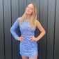 Sparkly Orange Bodycon Sequin One Shoulder Homecoming Dresses