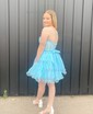 Corset Black Skater Tulle Ruffle Homecoming Dresses