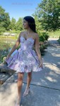 Corset Sky Blue Satin Skater Ruffle Homecoming Dresses