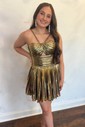 Unique Silver Skater Pleated Cut Out Homecoming Dresses
