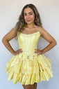 Corset Skater Taffeta Ruffle Bow Homecoming Dresses