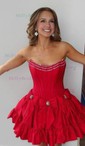 Corset Skater Taffeta Ruffle Bow Homecoming Dresses