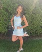 Modest Sky Blue Bodycon Lace Appliques Homecoming Dresses