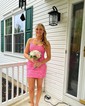 Modest Sky Blue Bodycon Lace Appliques Homecoming Dresses