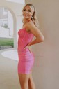Corset Sky Blue Bodycon Jersey Beaded Homecoming Dresses