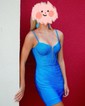 Corset Sky Blue Bodycon Jersey Beaded Homecoming Dresses