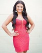 Corset Sky Blue Bodycon Jersey Beaded Homecoming Dresses