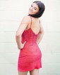 Corset Sky Blue Bodycon Jersey Beaded Homecoming Dresses