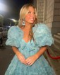 Elegant Skater Tulle V-neck Ruffle Homecoming Dresses