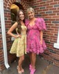 Elegant Skater Tulle V-neck Ruffle Homecoming Dresses