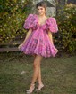 Elegant Skater Tulle V-neck Ruffle Homecoming Dresses