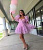 Elegant Skater Tulle V-neck Ruffle Homecoming Dresses