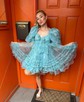 Elegant Skater Tulle V-neck Ruffle Homecoming Dresses